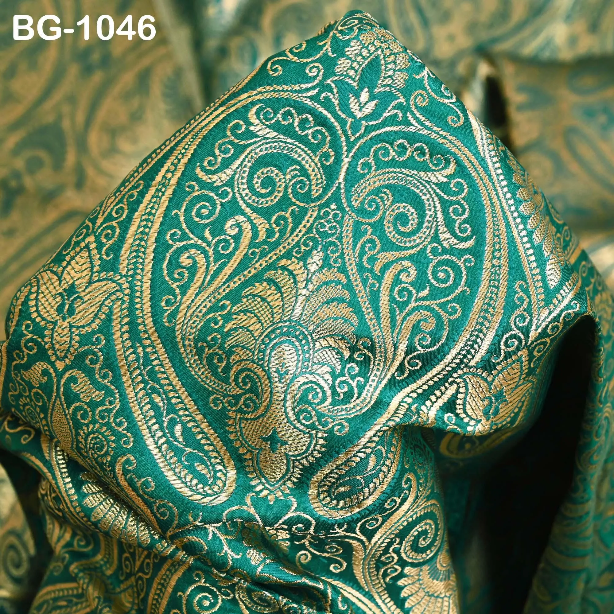 Peacock Green Brocade Fabric by Yard Theatrical Costumes Indian Banarasi Wedding Dress Material Knee Length Coat Sewing Upholstery Drapery