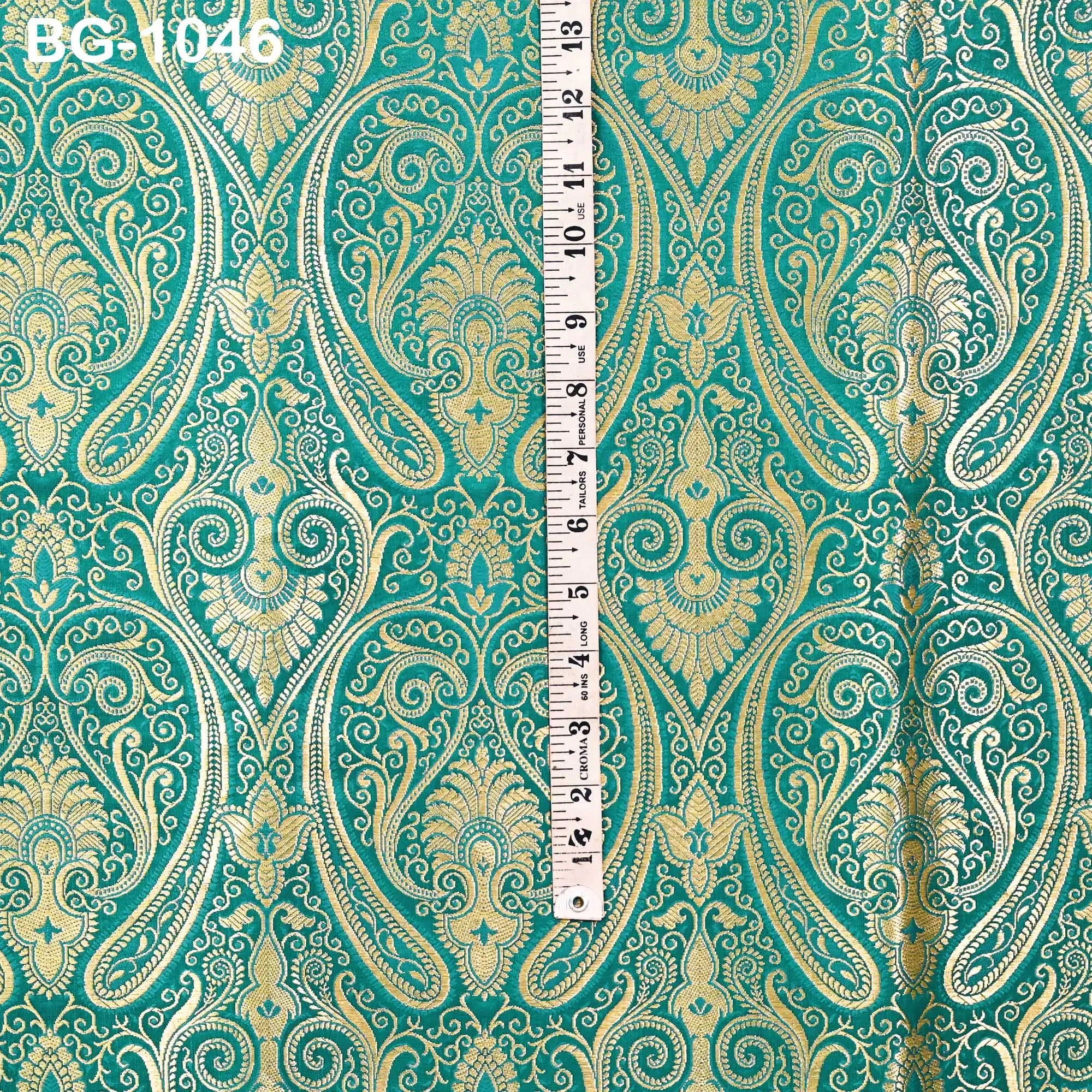 Peacock Green Brocade Fabric by Yard Theatrical Costumes Indian Banarasi Wedding Dress Material Knee Length Coat Sewing Upholstery Drapery