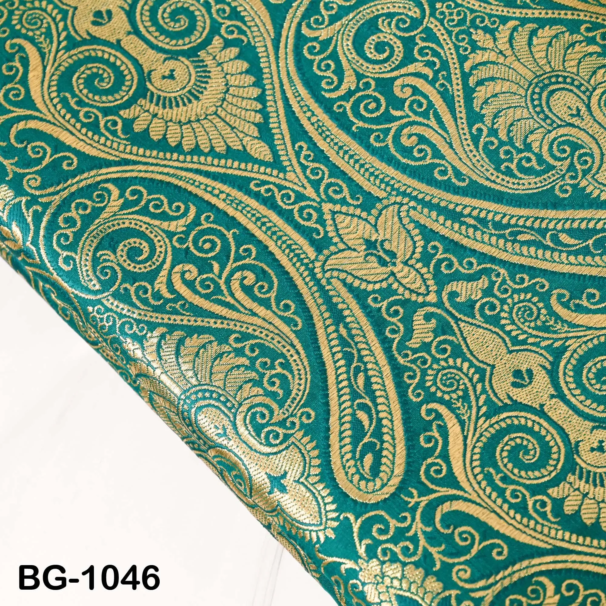 Peacock Green Brocade Fabric by Yard Theatrical Costumes Indian Banarasi Wedding Dress Material Knee Length Coat Sewing Upholstery Drapery