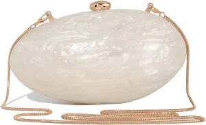 Pearl Clutch Purses For Women,Shell Acrylic Handbags Evening Bag Purse Small Shoulder Crossbody Bags Wedding Designer