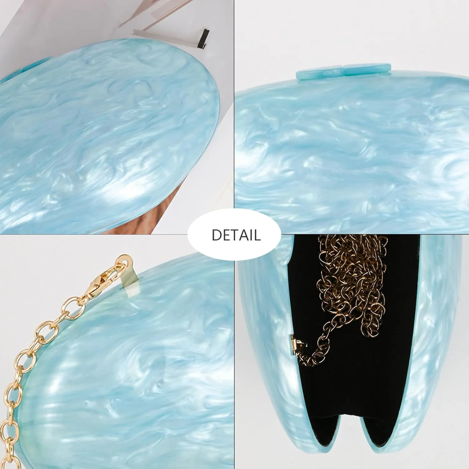 Pearl Clutch Purses For Women,Shell Acrylic Handbags Evening Bag Purse Small Shoulder Crossbody Bags Wedding Guest