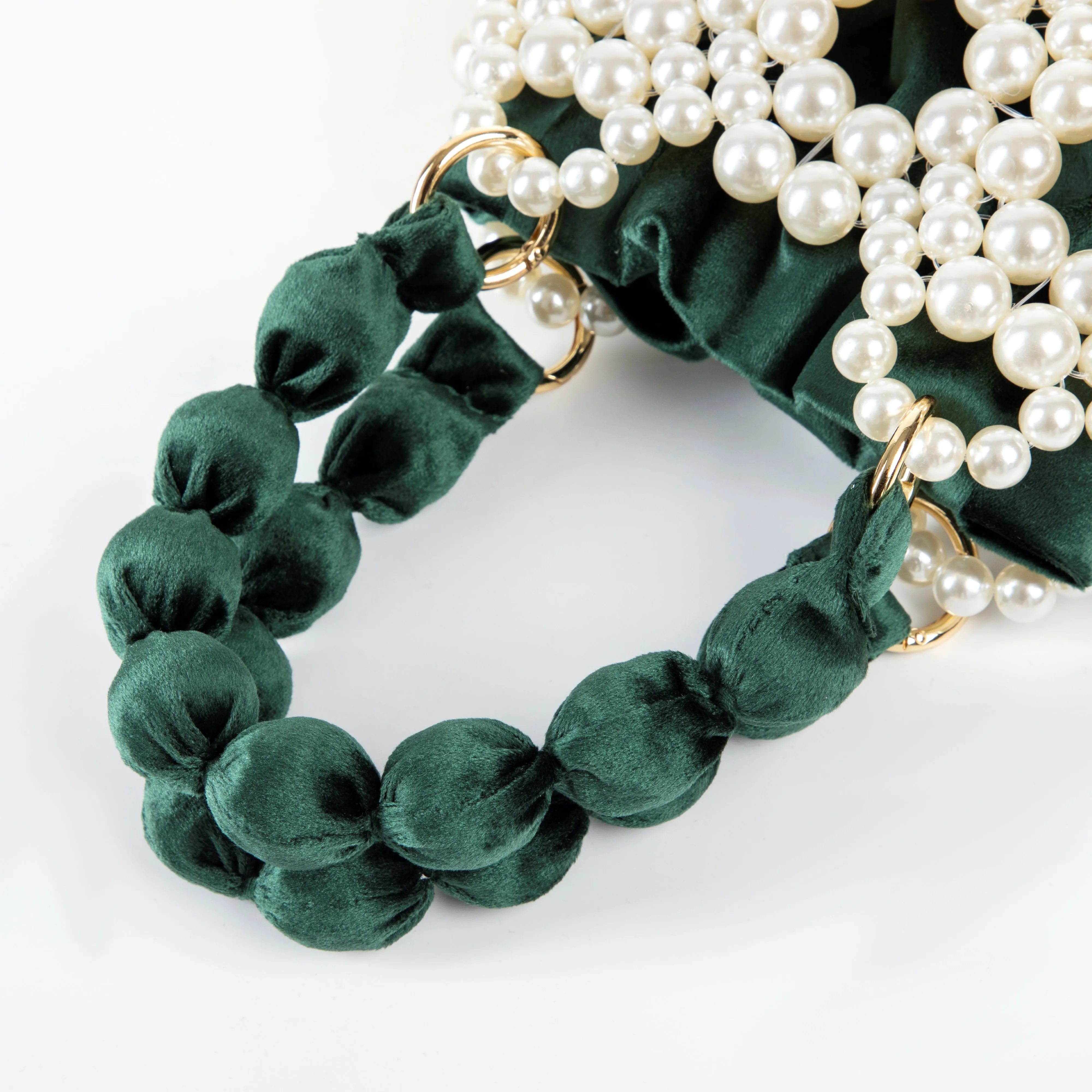 Pearl Green Velvet Handbag