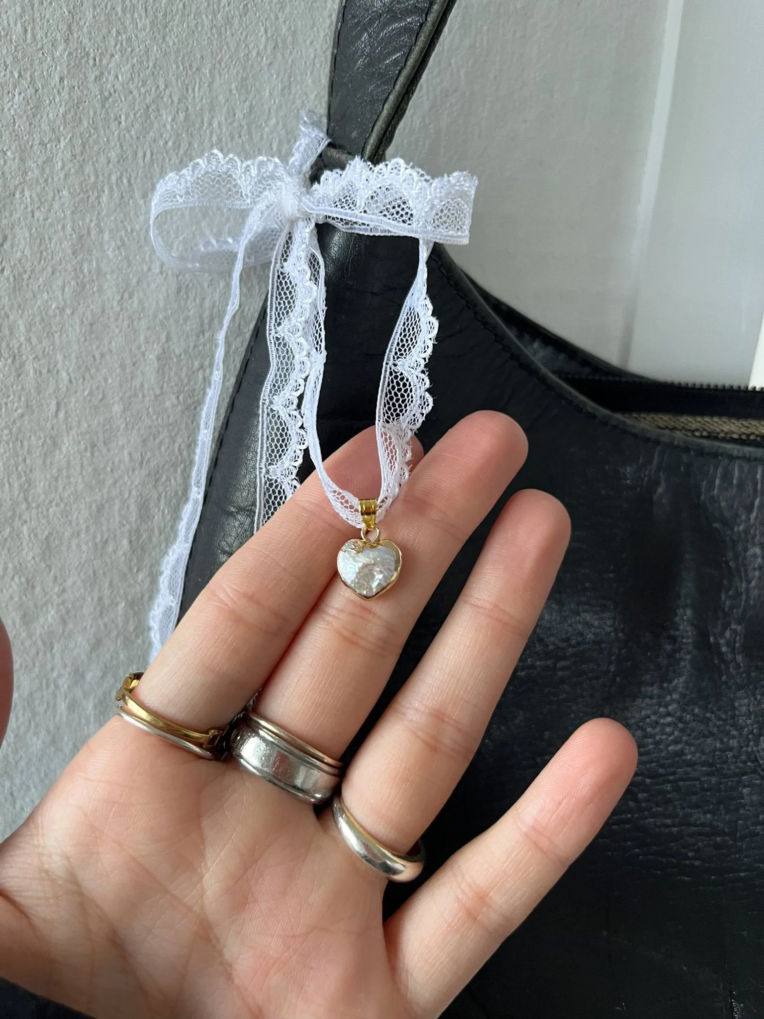 'Pearl Heart' Mini Bag Charm
