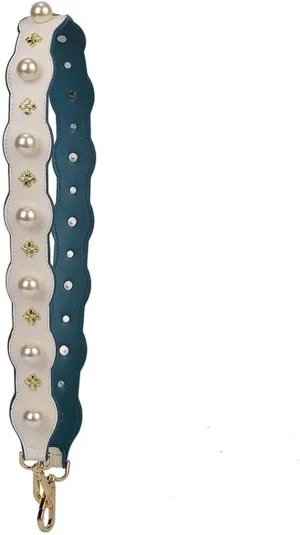 Pearl rivets Cross Body Strap Women Bags PU Leather Strap for Purses Replacement Purse (White)