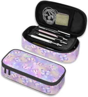 Pencil Case for Kids - Cute Butterfly Pen Bag for Girls Large Capacity Pencil Pouch Organizer for School Zipper Pencil Pouch Large Stationary Bags for College Middle Office