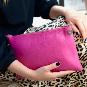 Personalised Large Leather Clutch or Crossbody Bag