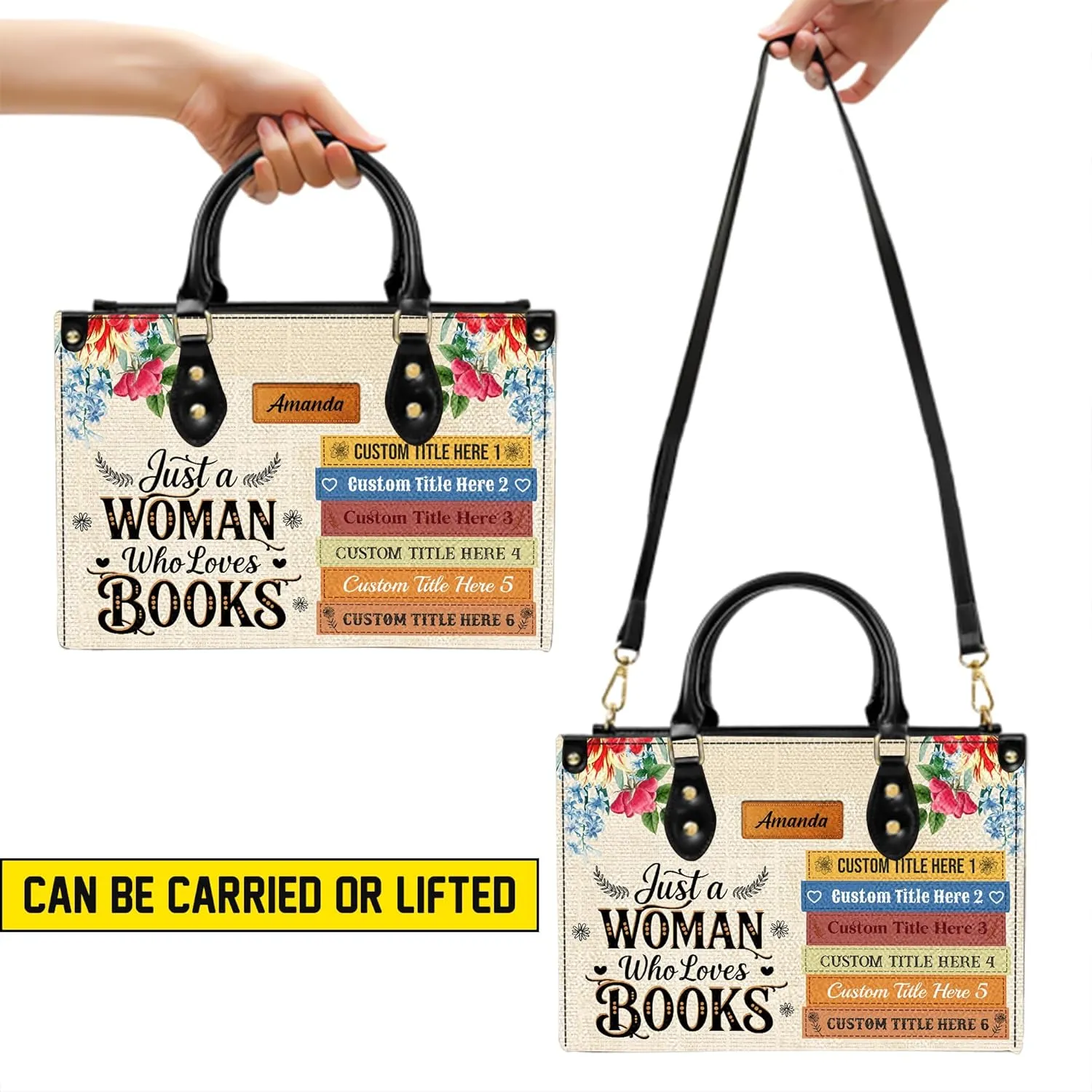 Personalized Book Lover Leather Bag, Just A Girl Who Loves Book Handbag With Name, Books Purse, Gifts For Readers, Writer