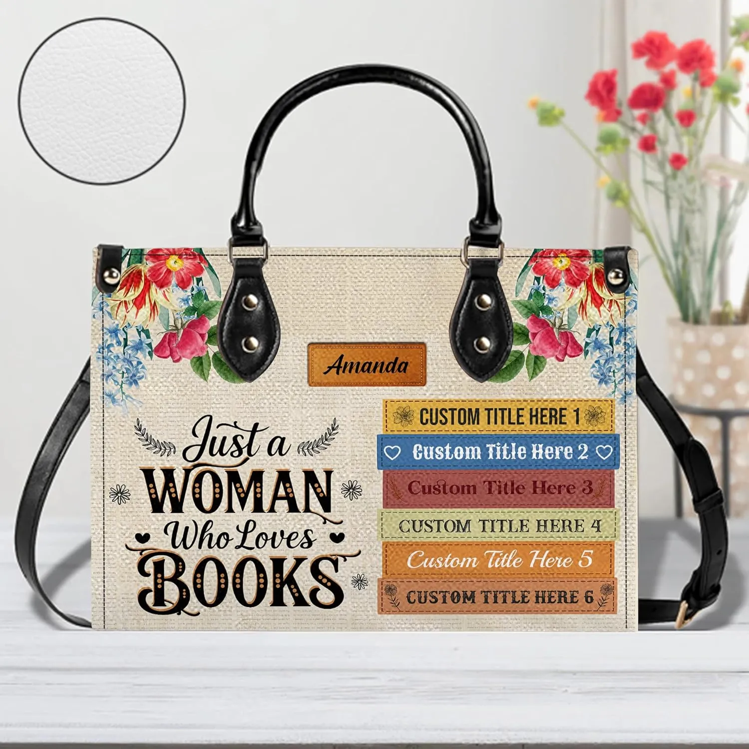 Personalized Book Lover Leather Bag, Just A Girl Who Loves Book Handbag With Name, Books Purse, Gifts For Readers, Writer