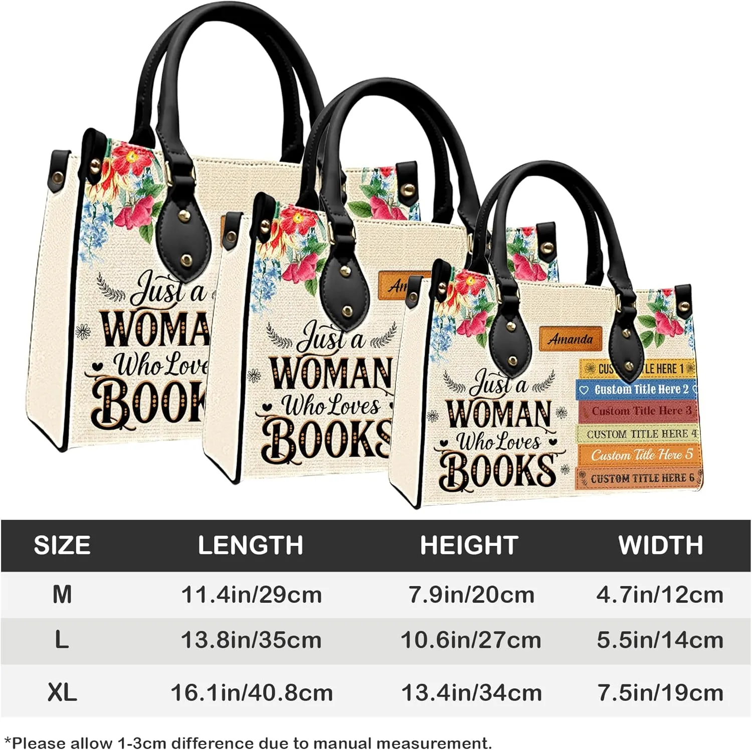 Personalized Book Lover Leather Bag, Just A Girl Who Loves Book Handbag With Name, Books Purse, Gifts For Readers, Writer