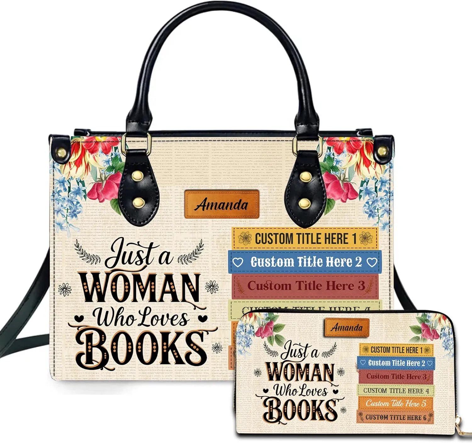 Personalized Book Lover Leather Bag, Just A Girl Who Loves Book Handbag With Name, Books Purse, Gifts For Readers, Writer