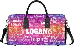 Personalized Gym Bag Women, Custom Sport Duffel Bag Dance Bag Name Weekender Bags Travel Duffel Bag Dreamy Glittery Deep Color Glittering Purple Red