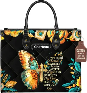 Personalized Leather Handbag with Zipper for African American Woman, Custom Purses Gift For Black Women, Mother's Day Gift