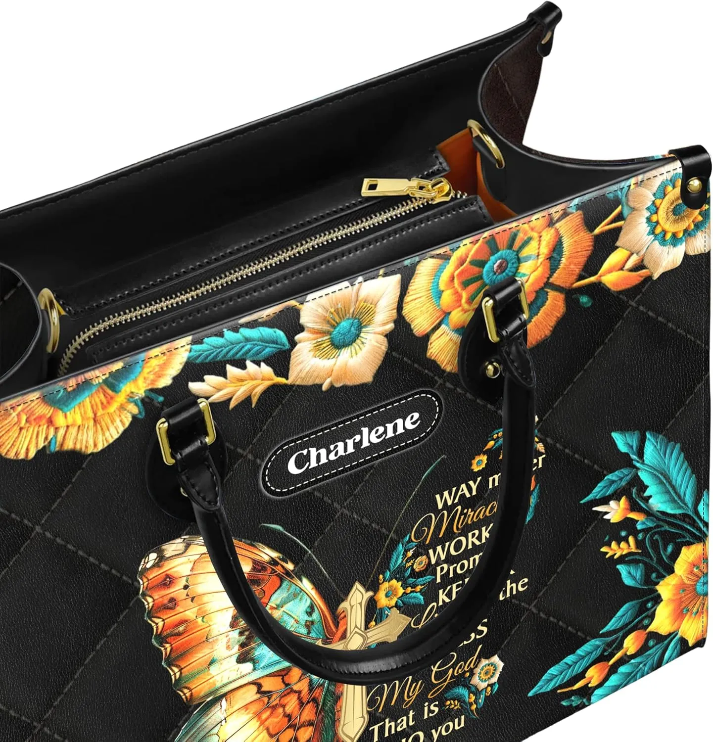 Personalized Leather Handbag with Zipper for African American Woman, Custom Purses Gift For Black Women, Mother's Day Gift