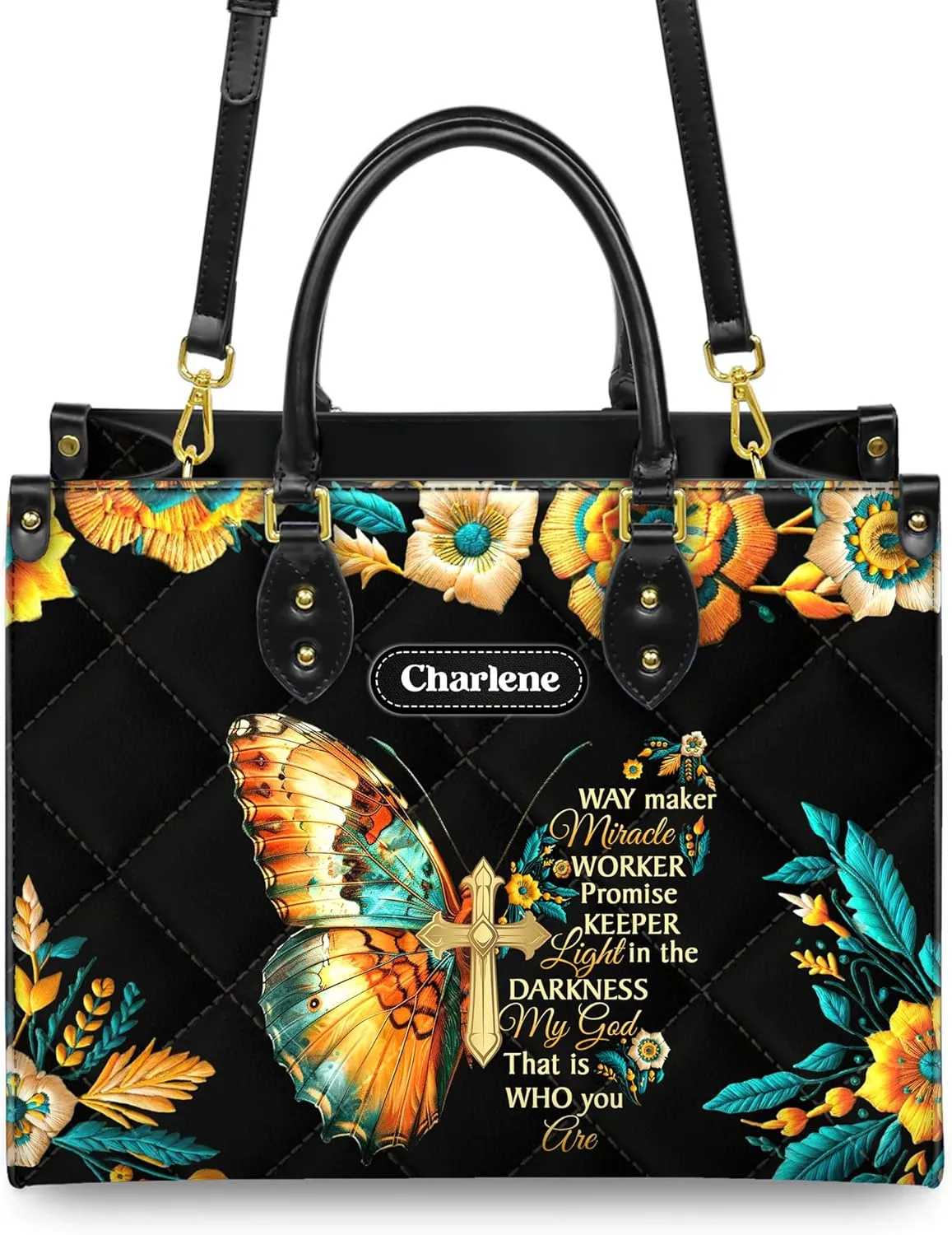 Personalized Leather Handbag with Zipper for African American Woman, Custom Purses Gift For Black Women, Mother's Day Gift