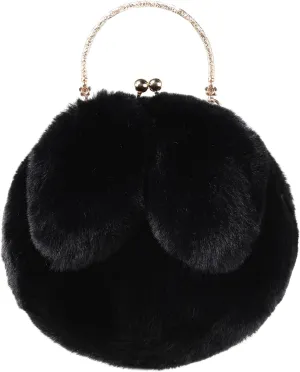 Pilipala Faux Fur Purse Fuzzy Bunny Women's Crossbody Handbags Plush Shoulder Bag Fluffy Top Handle Clutch Purses for Girls