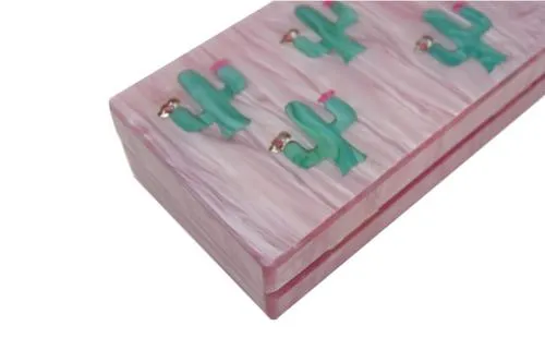 Pink and Green Cactus Acrylic Box Clutch