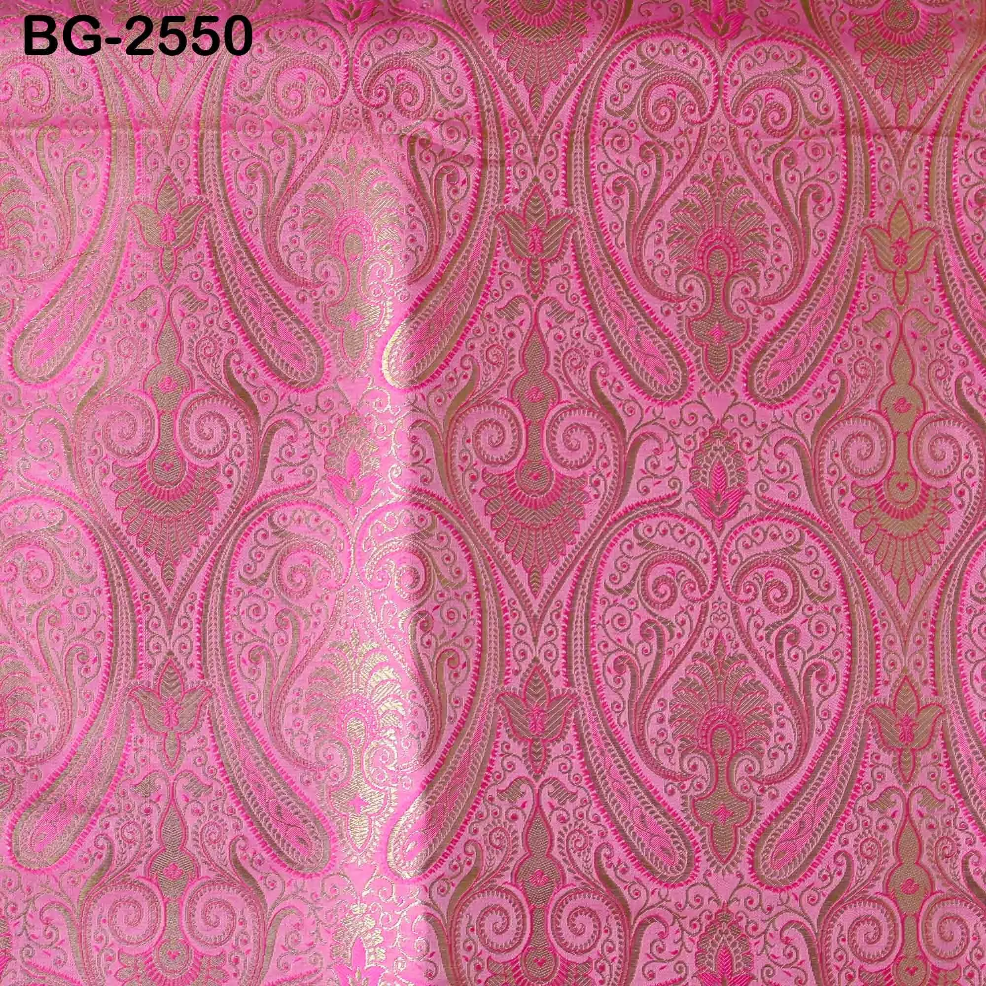 Pink Brocade Fabric by the Yard Banarasi Indian Blended Dress Material Sewing Theatrical Costumes Home Décor Short Jackets Waistcoats Blouse