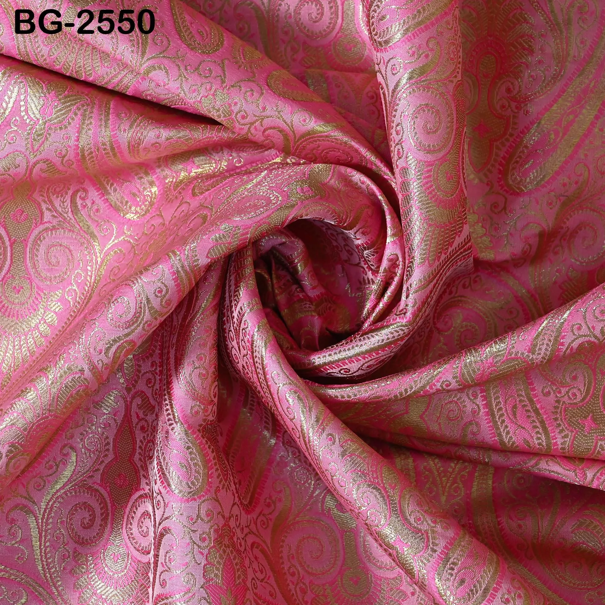 Pink Brocade Fabric by the Yard Banarasi Indian Blended Dress Material Sewing Theatrical Costumes Home Décor Short Jackets Waistcoats Blouse