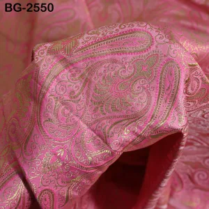Pink Brocade Fabric by the Yard Banarasi Indian Blended Dress Material Sewing Theatrical Costumes Home Décor Short Jackets Waistcoats Blouse