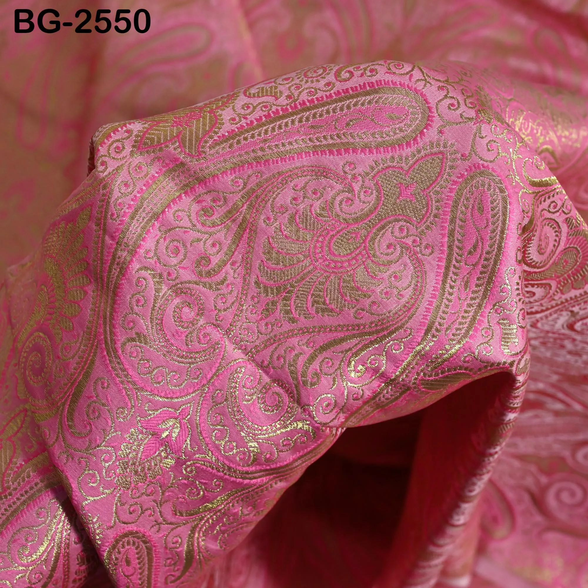 Pink Brocade Fabric by the Yard Banarasi Indian Blended Dress Material Sewing Theatrical Costumes Home Décor Short Jackets Waistcoats Blouse