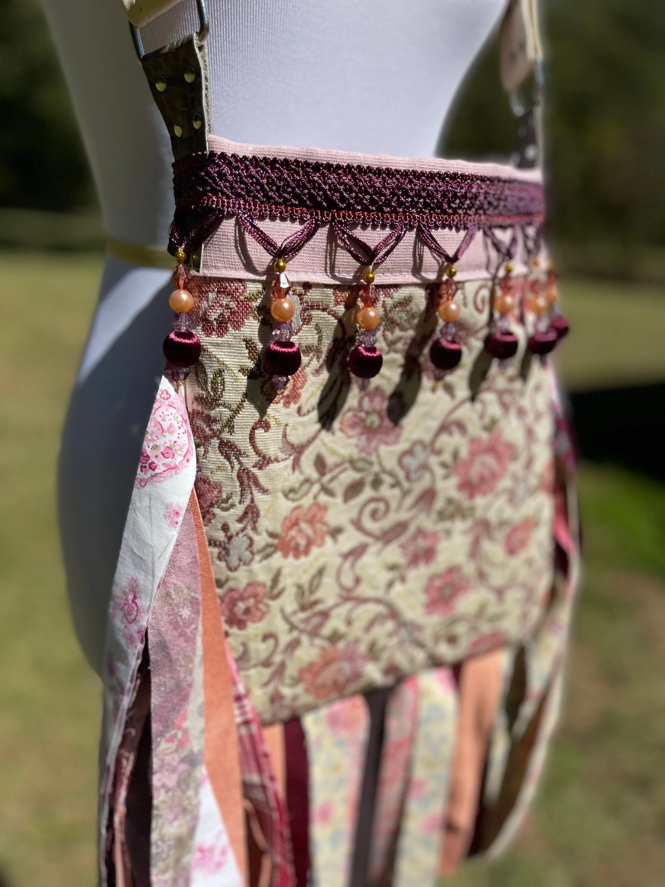 Pink Flower Fringe Purse, Festival Fringe Bag, Hippie Handbag, Boho Chic Embellished purse