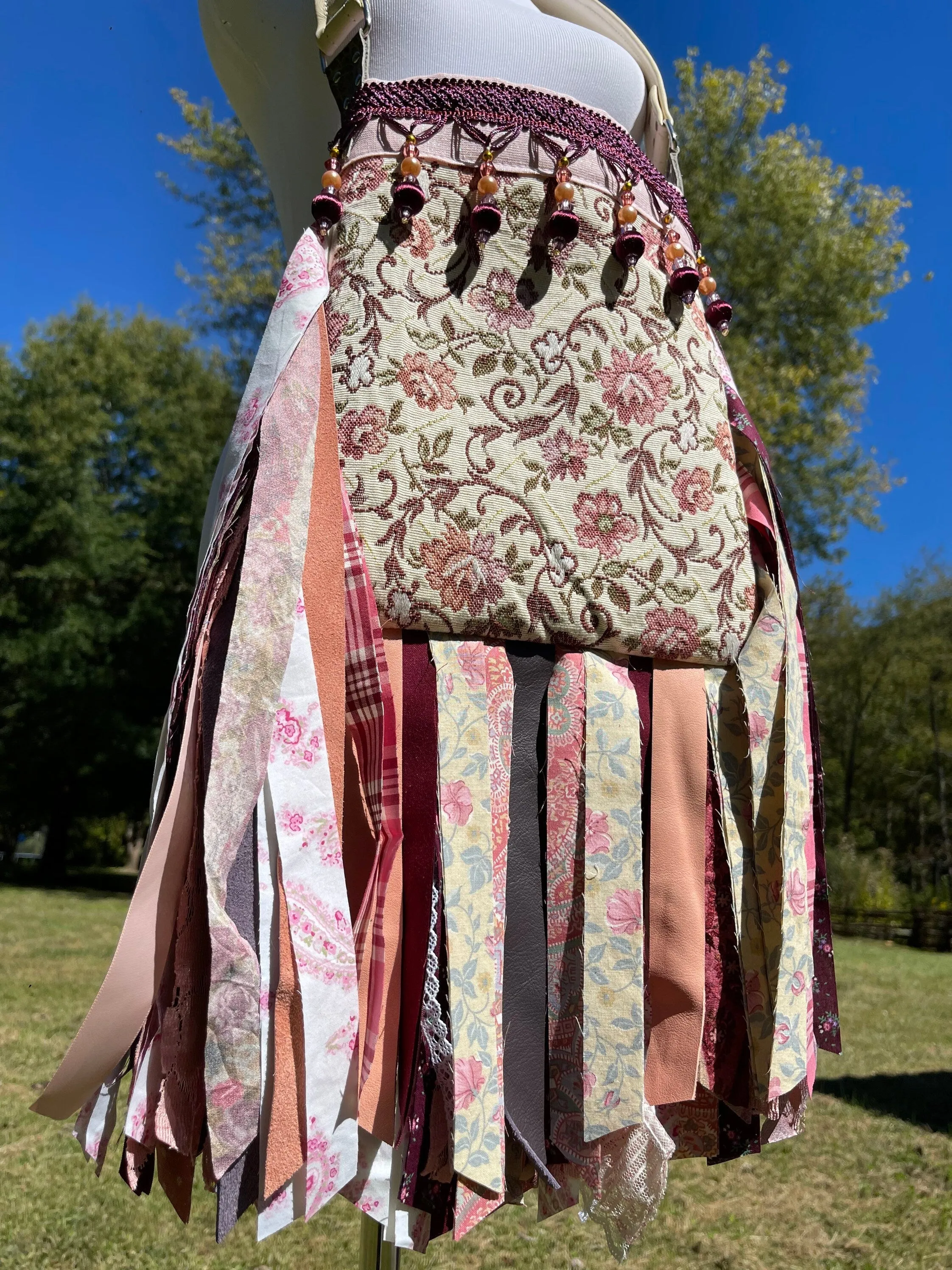 Pink Flower Fringe Purse, Festival Fringe Bag, Hippie Handbag, Boho Chic Embellished purse