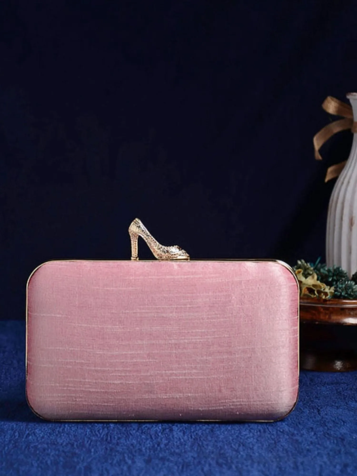 Pink High Heels Handembroidered Clutch