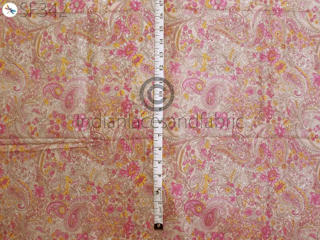 Pink Indian Saree Soft Pure Printed Silk Fabric by the yard Wedding Dresses Bridesmaid Party Costume Curtains Crafting Sewing Dupatta Scarf