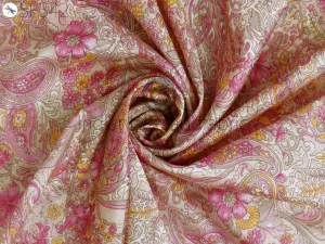 Pink Indian Saree Soft Pure Printed Silk Fabric by the yard Wedding Dresses Bridesmaid Party Costume Curtains Crafting Sewing Dupatta Scarf
