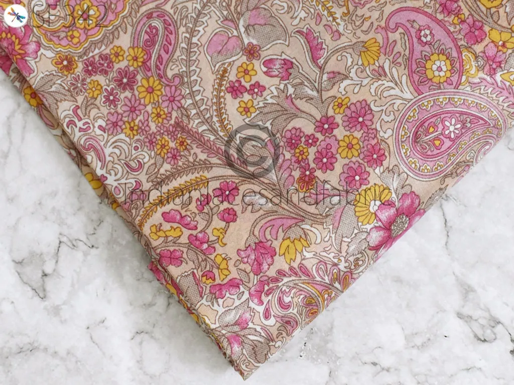 Pink Indian Saree Soft Pure Printed Silk Fabric by the yard Wedding Dresses Bridesmaid Party Costume Curtains Crafting Sewing Dupatta Scarf