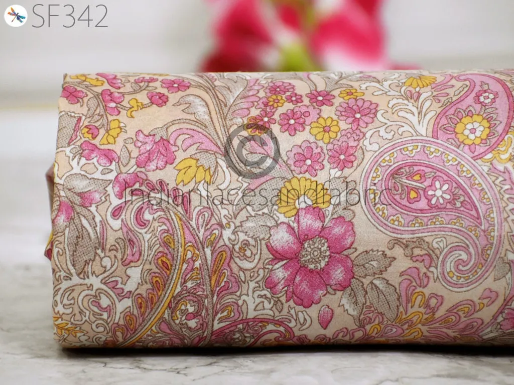 Pink Indian Saree Soft Pure Printed Silk Fabric by the yard Wedding Dresses Bridesmaid Party Costume Curtains Crafting Sewing Dupatta Scarf