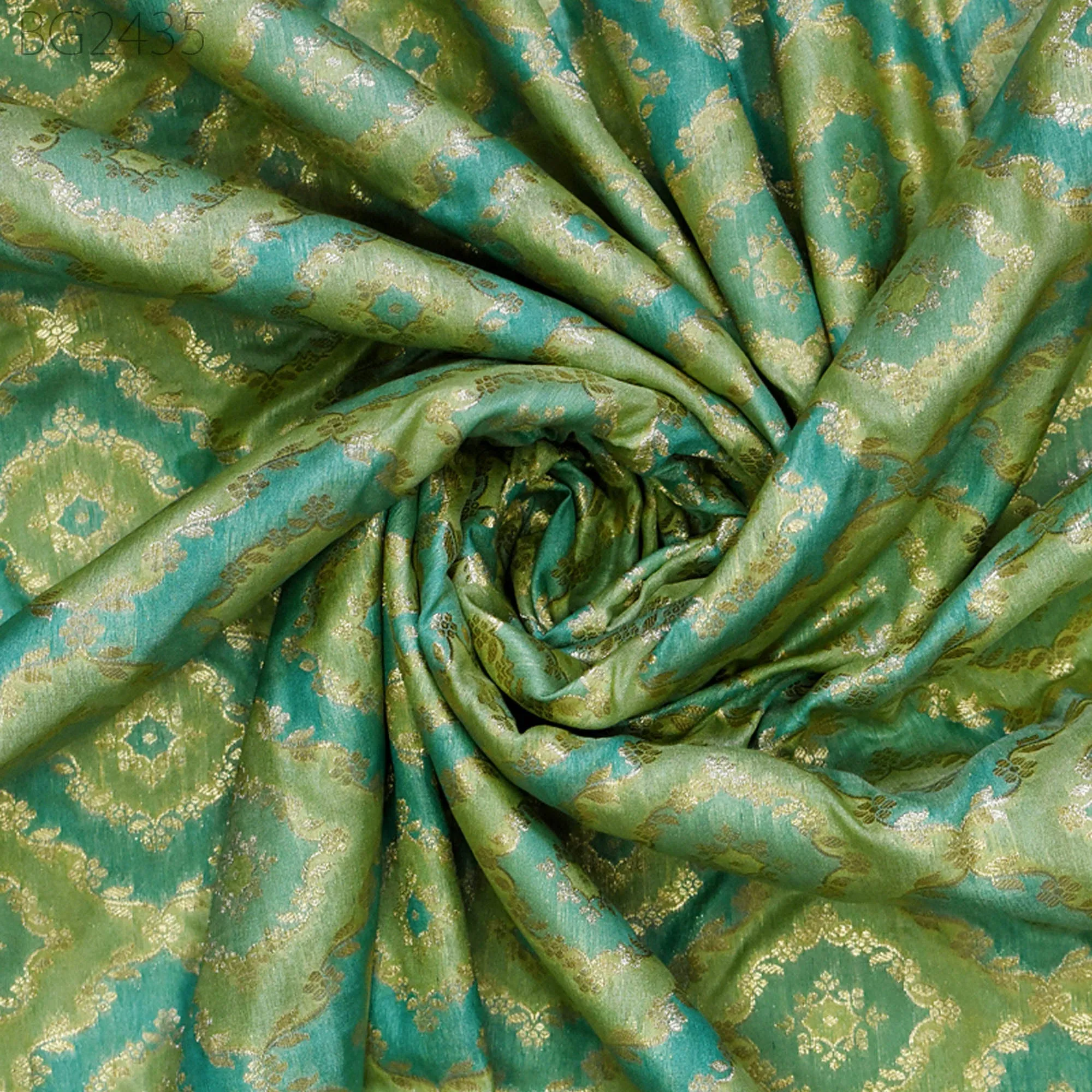 Pistachio Brocade Fabric by the Yard Wedding Dress Jackets Indian Blended Banarasi Dress Material Sewing Cushion Cover Home Décor Crafting