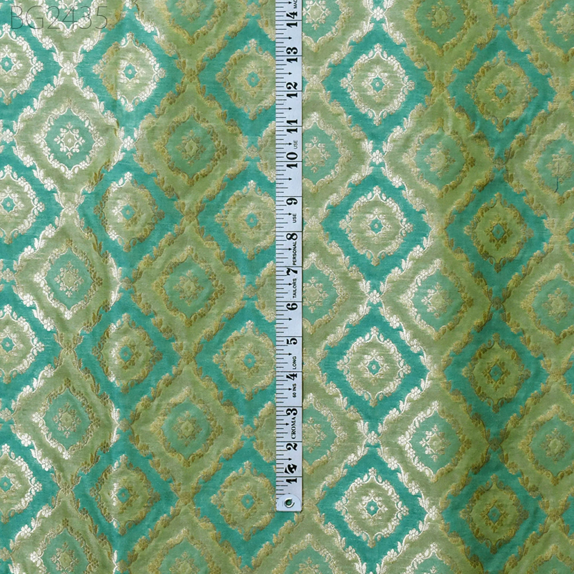 Pistachio Brocade Fabric by the Yard Wedding Dress Jackets Indian Blended Banarasi Dress Material Sewing Cushion Cover Home Décor Crafting