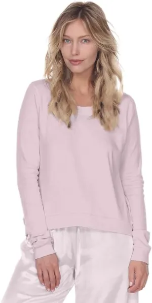 PJ Harlow womens Rib Knit Long Sleeve Scoop Neck Sweatshirt With Banded Bottom
