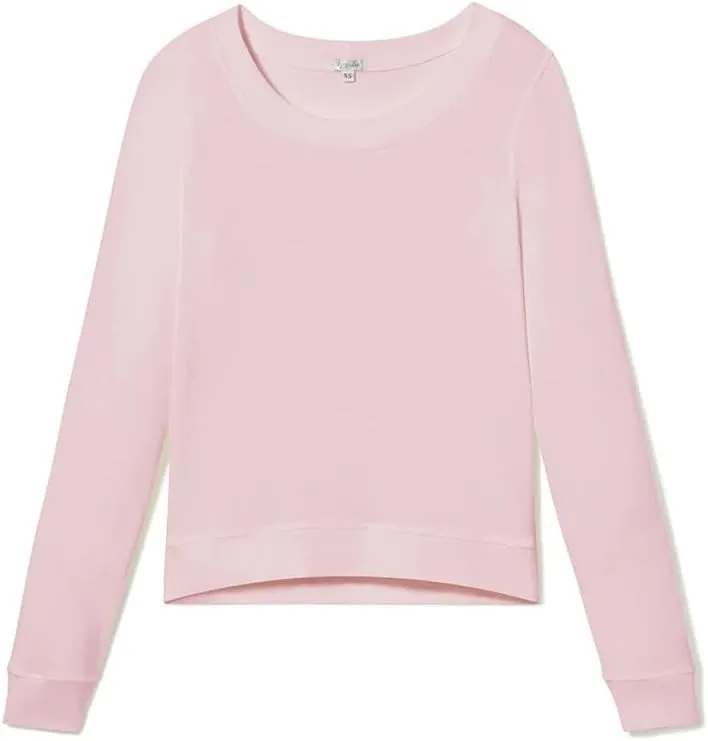 PJ Harlow womens Rib Knit Long Sleeve Scoop Neck Sweatshirt With Banded Bottom