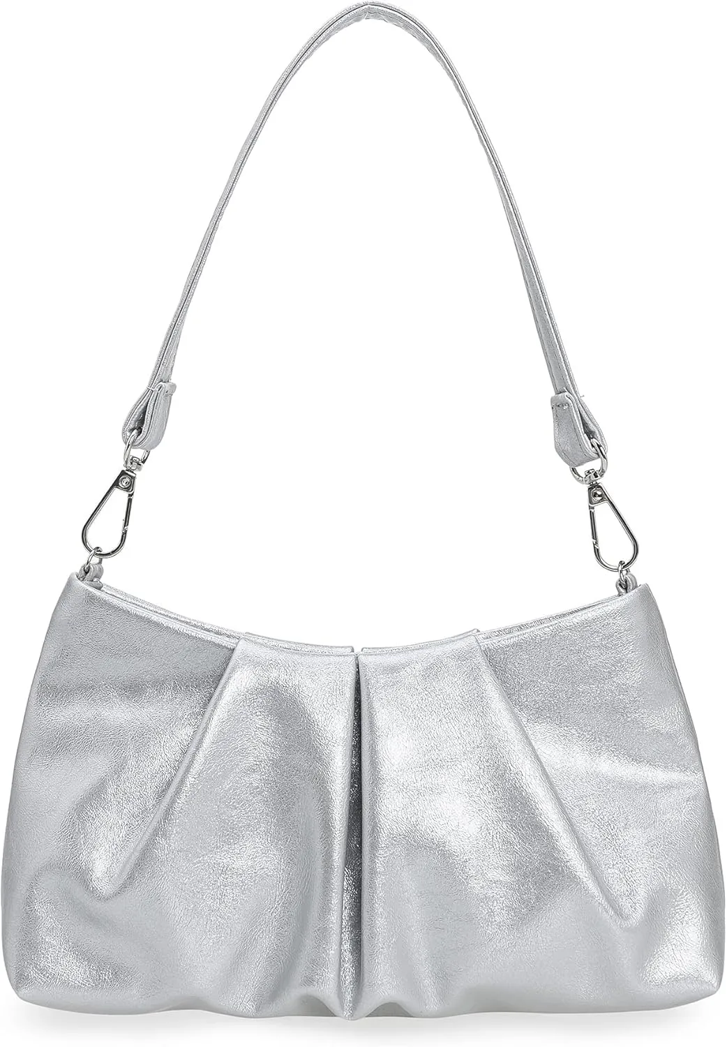 Pleated PU Clutch Evening Purse for Women Dressy Formal Faux Leather Shoulder Handbag