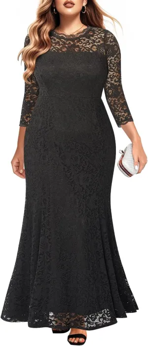 Plus Size Wedding Dress for Bride - Formal Evening Gown Party Lace Mermaid Dresses