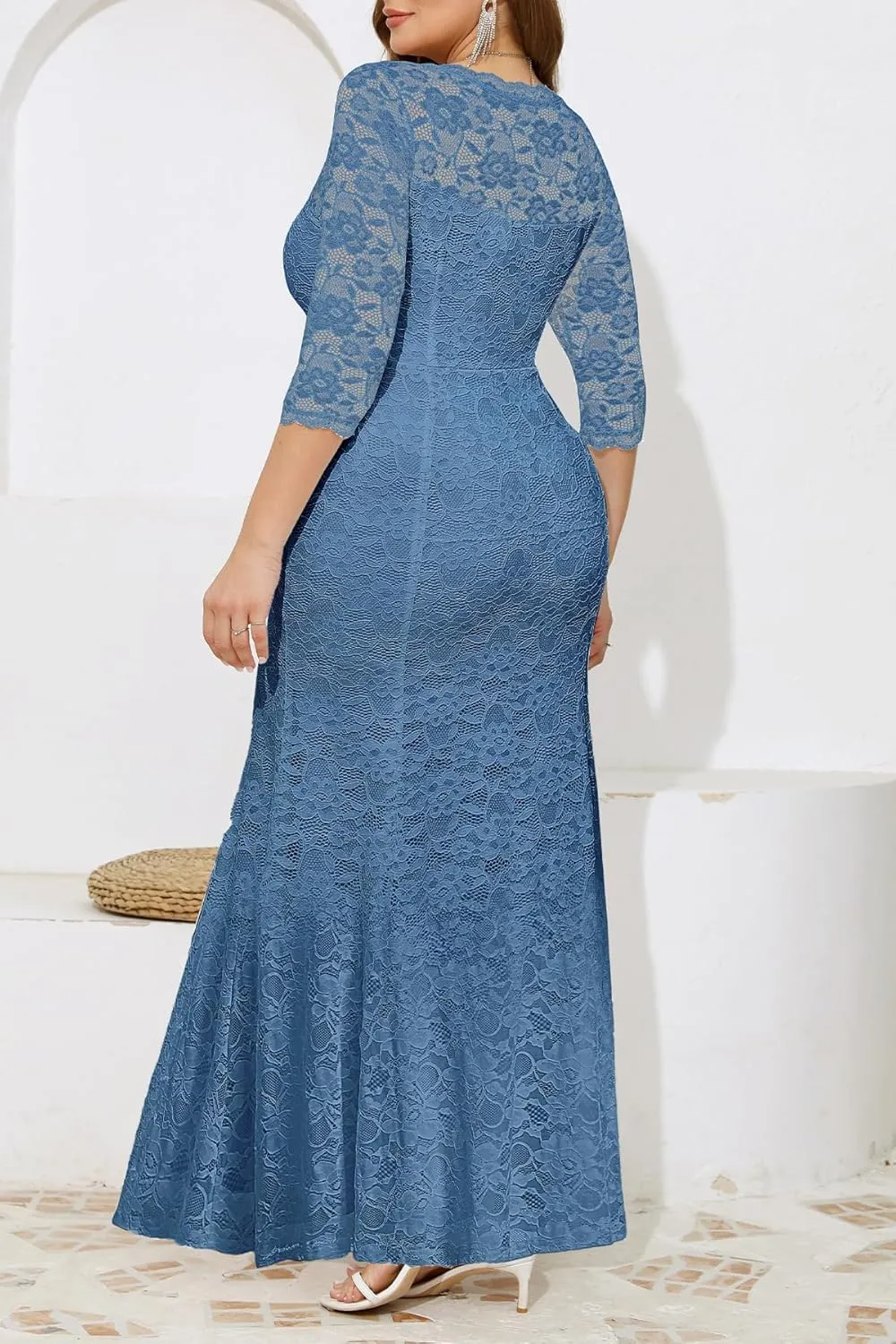 Plus Size Wedding Dress for Bride - Formal Evening Gown Party Lace Mermaid Dresses