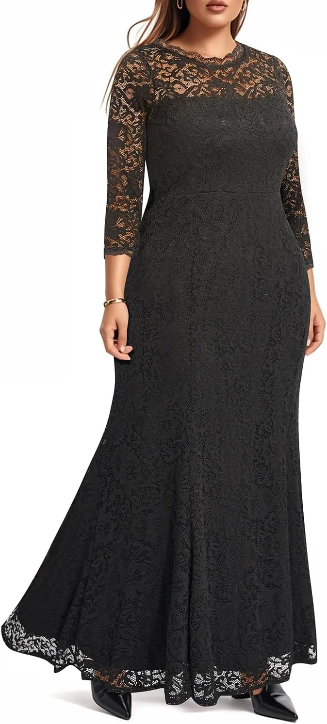 Plus Size Wedding Dress for Bride - Formal Evening Gown Party Lace Mermaid Dresses