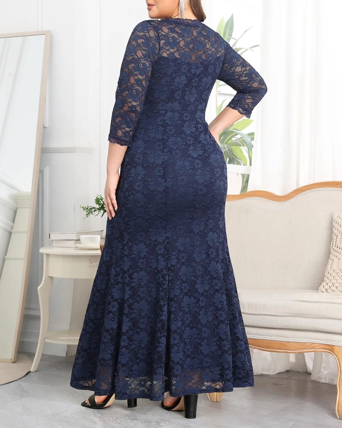 Plus Size Wedding Dress for Bride - Formal Evening Gown Party Lace Mermaid Dresses