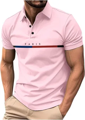 Polo Shirts for Men Casual Fit Short Sleeve Tops Tees Golf Shirts Quarter Button Neck Trendy Sport T-Shirts