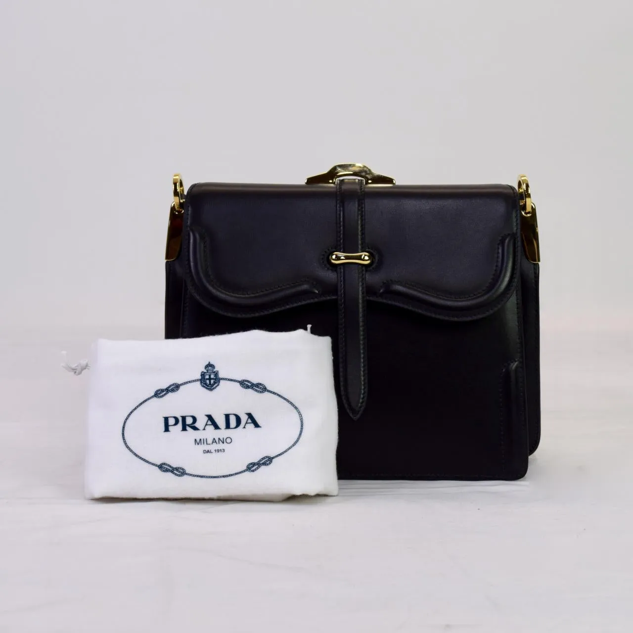 Prada Belle Small Leather Tote Black