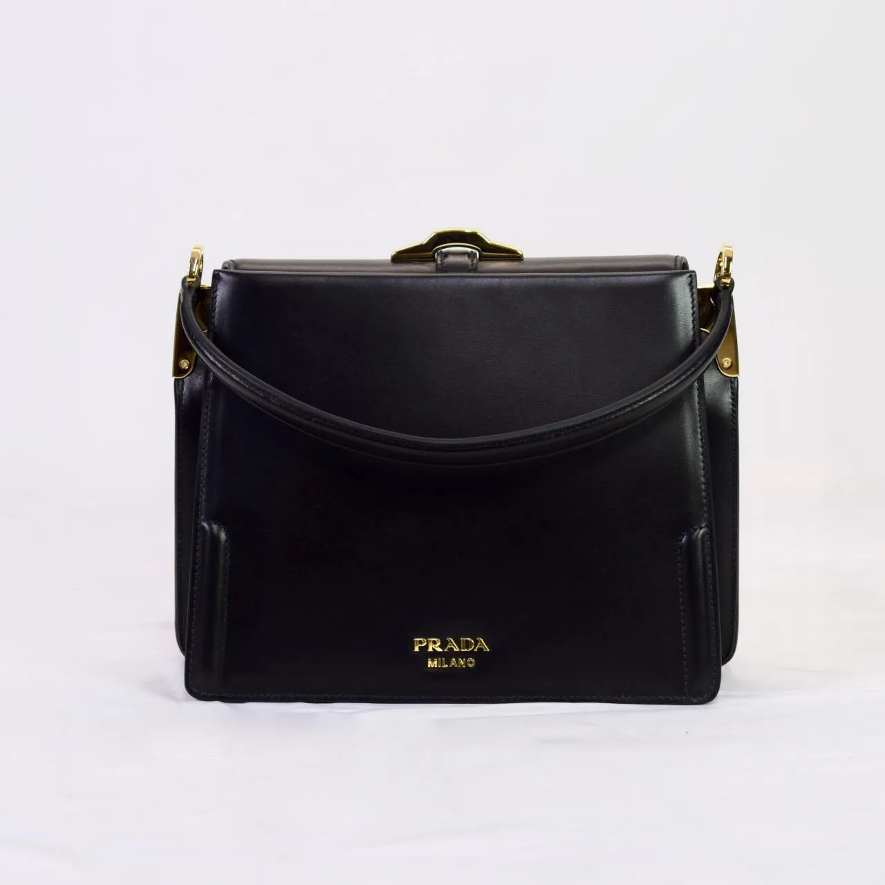 Prada Belle Small Leather Tote Black