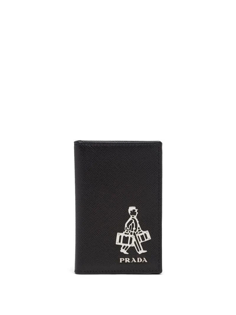 Prada - motif logo cardholder - men - Calf Leather/metal - One Size - Black