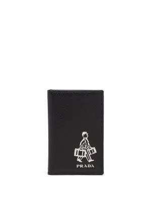 Prada - motif logo cardholder - men - Calf Leather/metal - One Size - Black