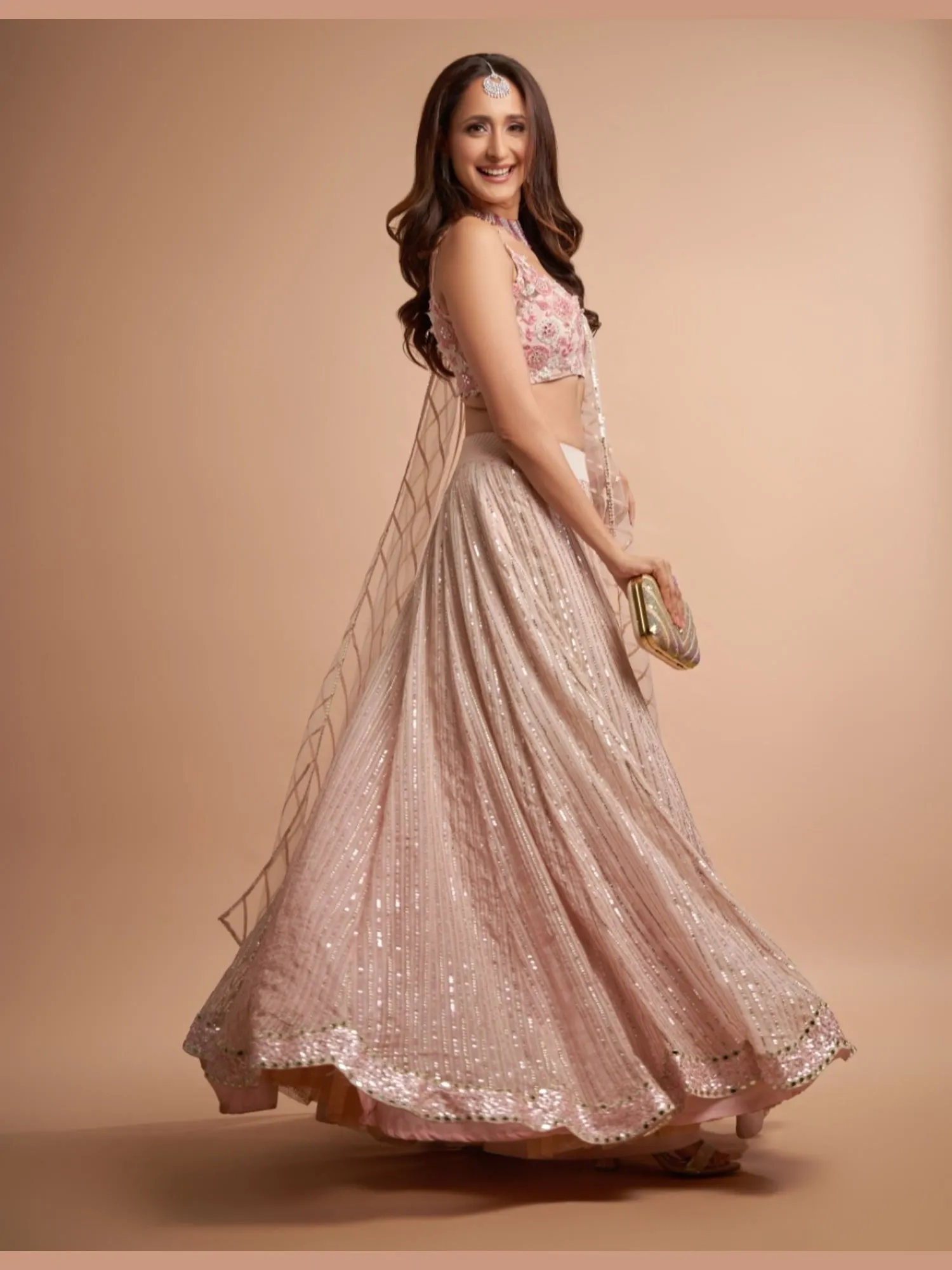 Pragya Jaiswal Pink Radiant Shimmer Clutch (With minor imperfections)
