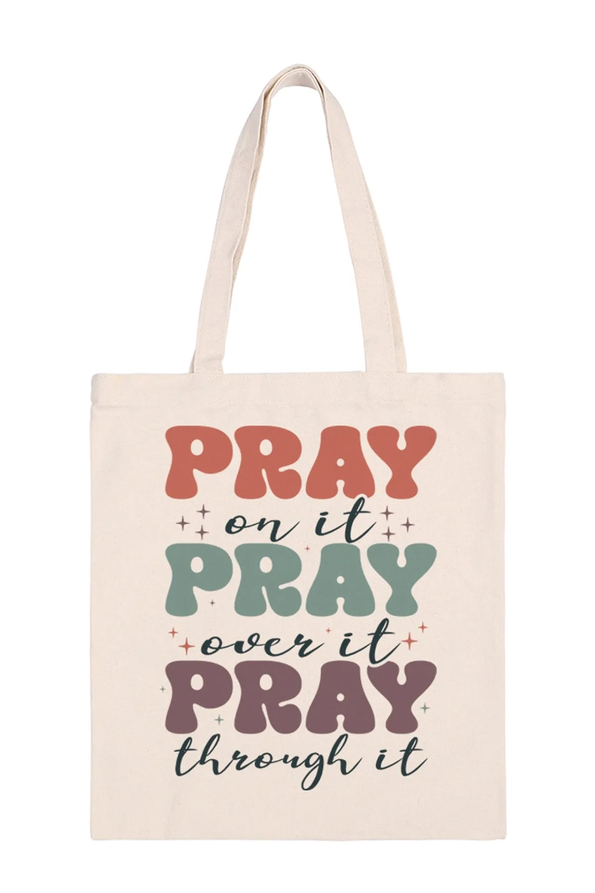 Pray On It Print Minimalist Fashion Tote Bag - Pack of 6