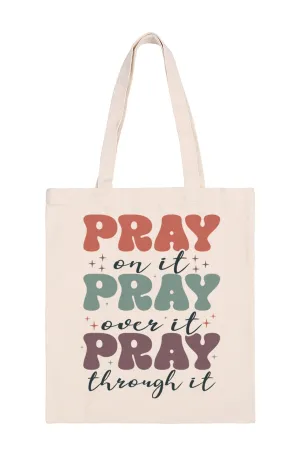 Pray On It Print Minimalist Fashion Tote Bag - Pack of 6