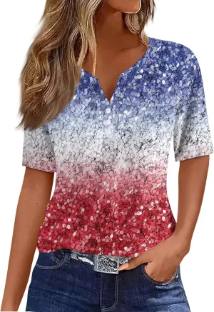 Prime Shopping Online,Patriotic Shirts for Women Dressy Casual July 4th American Shirt Funny Star Stripes Tops Red White Blue Graphic Tee Blouse USA T-Shirts Fourth of July Outfits(J Wine,XX-Large)