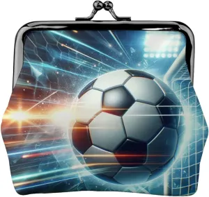 Pu Leather Buckle Coin Purse Soccer-Ball-Speed Girls Kiss-Lock Change Purse Wallets